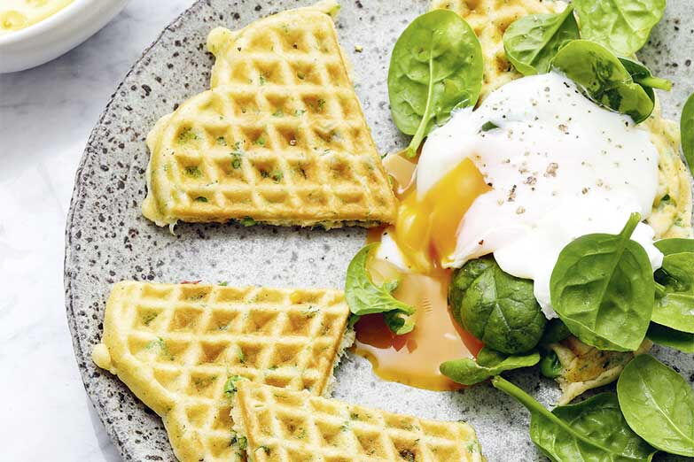 Foto von Erbsenwaffeln mit Pecorino